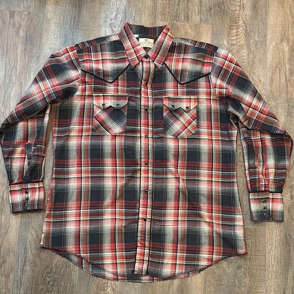 Dee‎ Cee Brand Men’s Authentic Western Wear Plaid Button Down Shirt Pearl Snaps